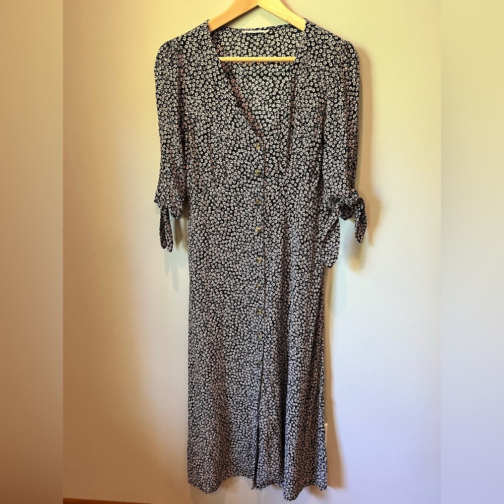 Mango Daisy Floral Button Front Dress